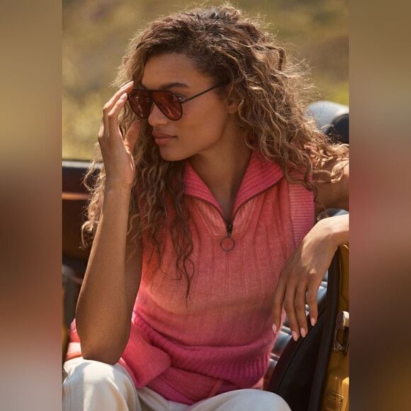 By Anthropologie Ombre Sweater XS Barbiecore Preppy Cozy Academia Cotton Candy - Picture 1 of 14